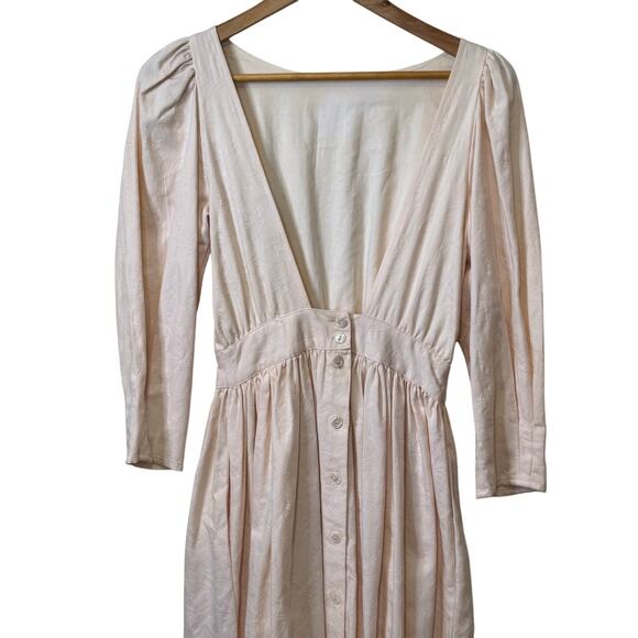 Vintage Eileen West Size 6 Pink 100% Cotton Jacquard Backless Midi Dress - Picture 5 of 8